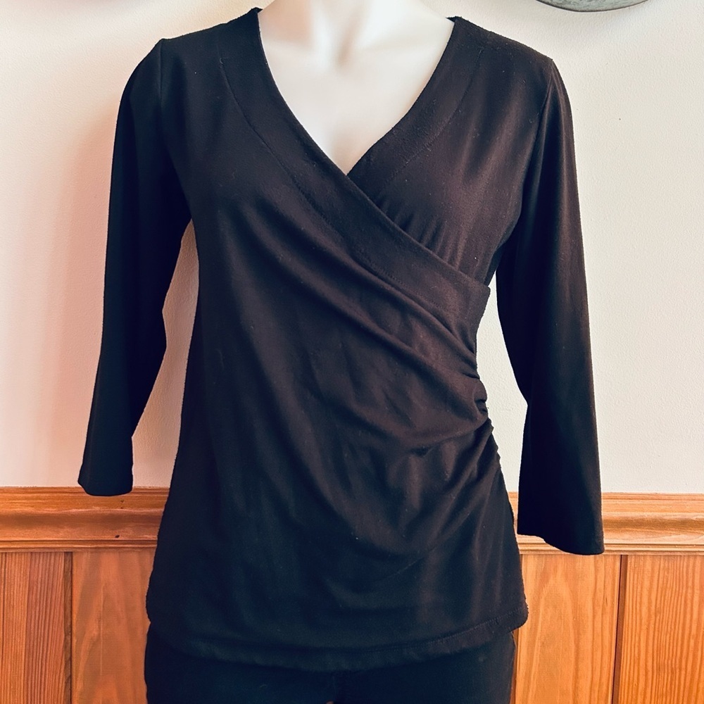 New Directions black shirt sz S 3/4 length sleeves, sexy
